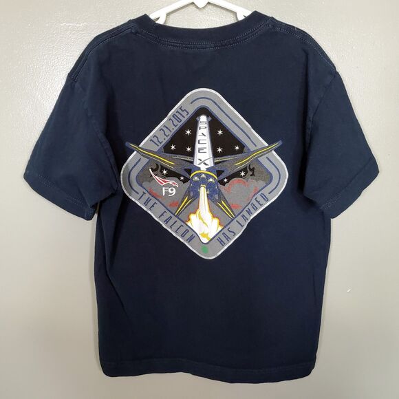 Space X T-Shirt Youth Kids Size Small Black Falcon 9 Print 2015 Short Sleeve - Picture 2 of 8